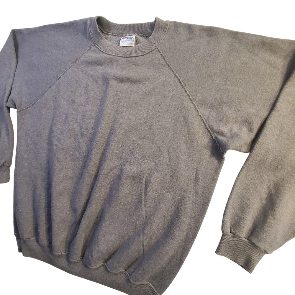 Vintage Hanes Gray Crewneck Sweatshirt Mens XL Made in USA 50/50 Blank Pullover